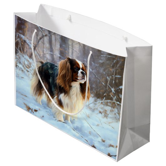 Engelse Speelgoed Spaniel Laat het sneeuwen Kerstm Groot Cadeauzakje (Achterkant Gekanteld)