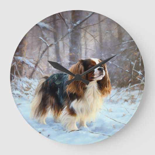 Engelse Speelgoed Spaniel Laat het sneeuwen Kerstm Grote Klok (Voorkant)