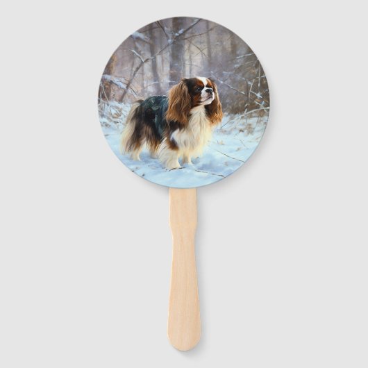 Engelse Speelgoed Spaniel Laat het sneeuwen Kerstm Handwaaier (Achterkant)