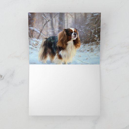 Engelse Speelgoed Spaniel Laat het sneeuwen Kerstm Kaart (Binnen)