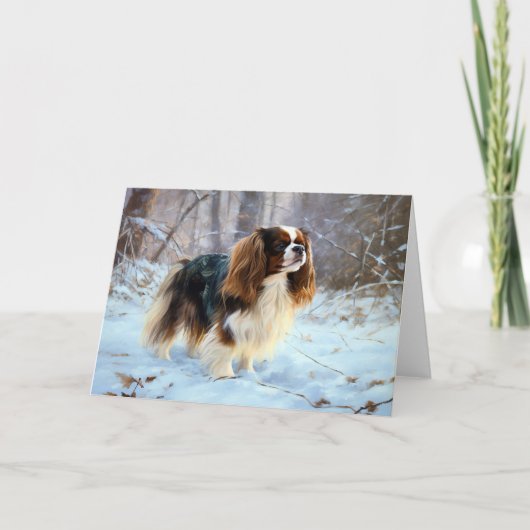 Engelse Speelgoed Spaniel Laat het sneeuwen Kerstm Kaart (Voorkant)
