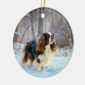 Engelse Speelgoed Spaniel Laat het sneeuwen Kerstm Keramisch Ornament (Links)