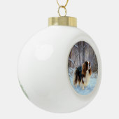 Engelse Speelgoed Spaniel Laat het sneeuwen Kerstm Keramische Bal Ornament (Links)