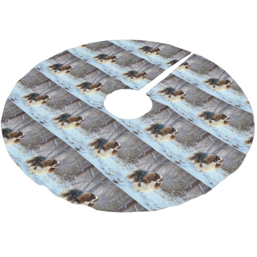 Engelse Speelgoed Spaniel Laat het sneeuwen Kerstm Kerstboom Rok (Gekanteld)