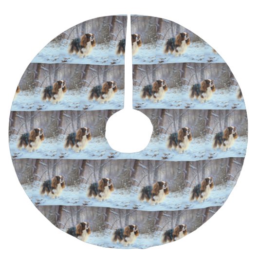 Engelse Speelgoed Spaniel Laat het sneeuwen Kerstm Kerstboom Rok (Voorkant)