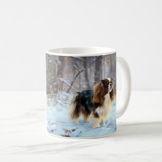 Engelse Speelgoed Spaniel Laat het sneeuwen Kerstm Koffiemok (Voorkant rechts)