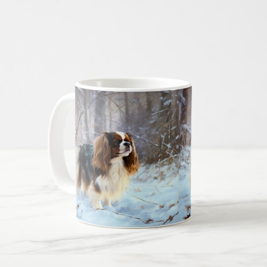 Engelse Speelgoed Spaniel Laat het sneeuwen Kerstm Koffiemok (Voorkant links)