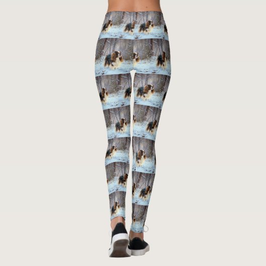 Engelse Speelgoed Spaniel Laat het sneeuwen Kerstm Leggings (Achterkant)