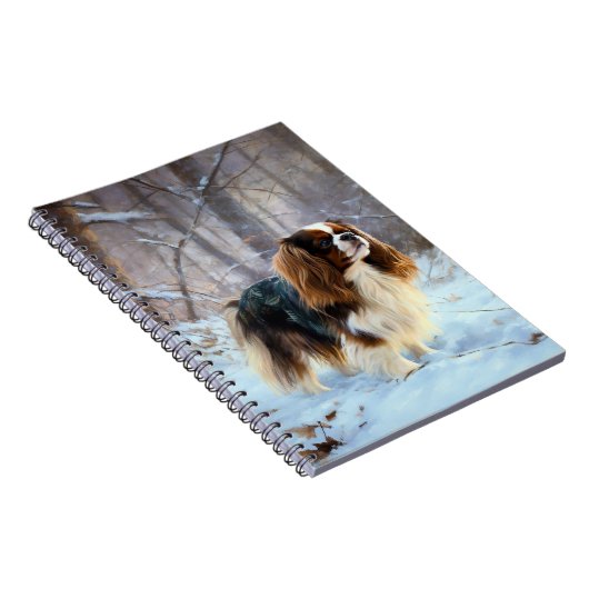 Engelse Speelgoed Spaniel Laat het sneeuwen Kerstm Notitieboek (Rechterzijde)