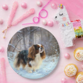 Engelse Speelgoed Spaniel Laat het sneeuwen Kerstm Papieren Bordje (Feest)