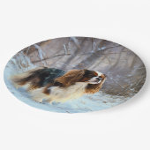 Engelse Speelgoed Spaniel Laat het sneeuwen Kerstm Papieren Bordje (Gekanteld)