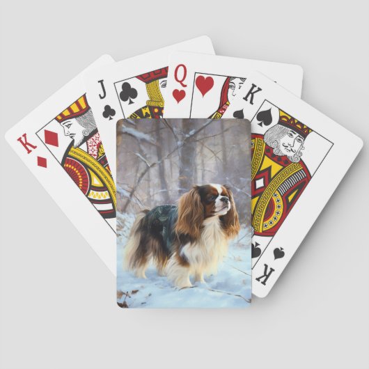Engelse Speelgoed Spaniel Laat het sneeuwen Kerstm Pokerkaarten (Achterkant)