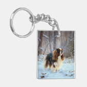 Engelse Speelgoed Spaniel Laat het sneeuwen Kerstm Sleutelhanger (Voorkant Links)