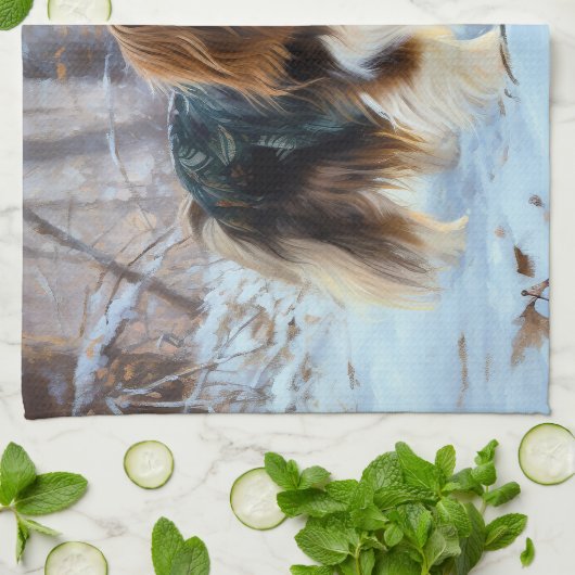 Engelse Speelgoed Spaniel Laat het sneeuwen Kerstm Theedoek (Gevouwen)