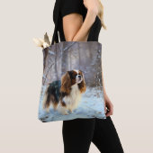 Engelse Speelgoed Spaniel Laat het sneeuwen Kerstm Tote Bag (Dichtbij)