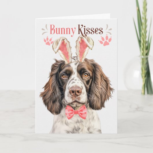 Engelse Springer Dog in Bunny Ears voor Pasen Feestdagen Kaart (Voorkant)
