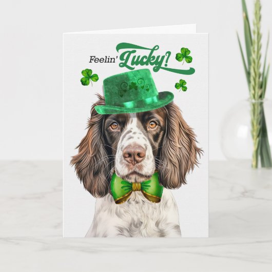 Engelse Springer Dog Lucky St Patrick's Day Feestdagen Kaart (Voorkant)