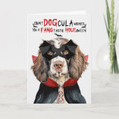 Engelse Springer Hond Grappig Count DOGcula Hallow Feestdagen Kaart (Voorkant)