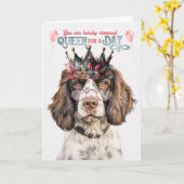 Engelse Springer Queen voor een Dag Grappige Verja Kaart (Gele Bloem)