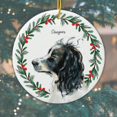 Engelse Springer Spaniel Aangepaste naam Kerstmis Keramisch Ornament