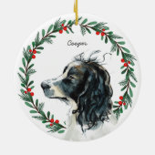 Engelse Springer Spaniel Aangepaste naam Kerstmis Keramisch Ornament (Achterkant)