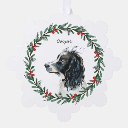 Engelse Springer Spaniel Aangepaste naam Kerstmis Ornament Kaart (Voorkant)