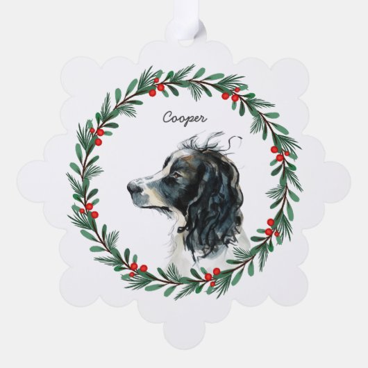 Engelse Springer Spaniel Aangepaste naam Kerstmis Ornament Kaart (Achterkant)