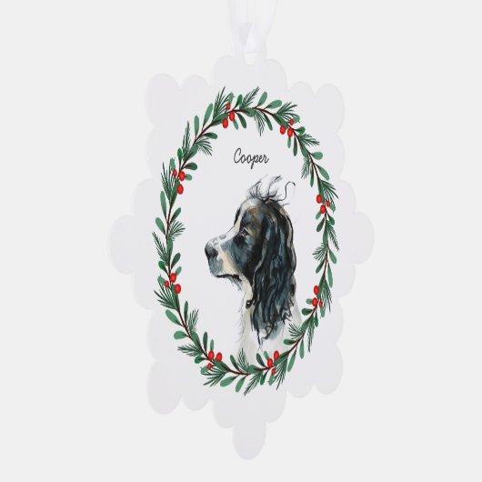Engelse Springer Spaniel Aangepaste naam Kerstmis Ornament Kaart (Rechts)