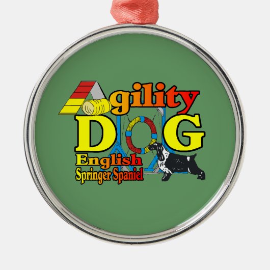 Engelse Springer Spaniel Agility Metalen Ornament (Voorkant)