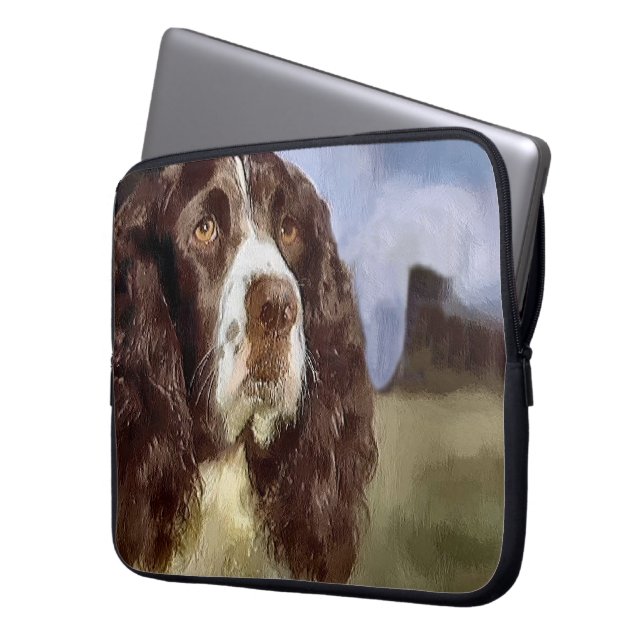 Engelse Springer Spaniel Art Laptop Sleeve (Voorkant Links)