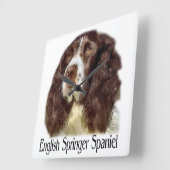 Engelse Springer Spaniel Art Vierkante Klok (Hoek)