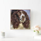 Engelse Springer Spaniel Art Vierkante Klok (Huis)