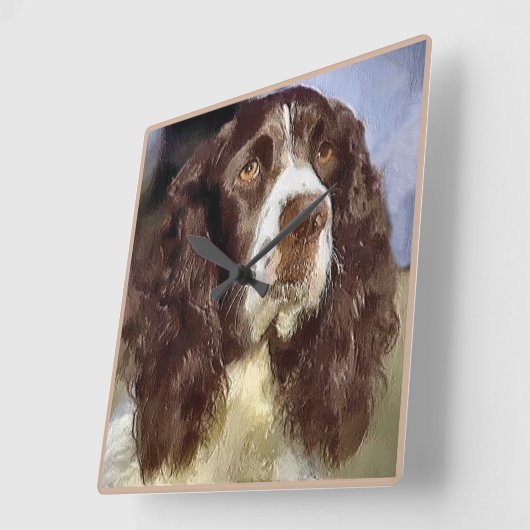 Engelse Springer Spaniel Art Vierkante Klok (Hoek)