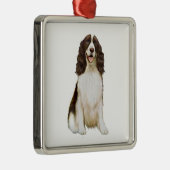 Engelse Springer Spaniel (B) - Lever en Wit Metalen Ornament (Rechts)