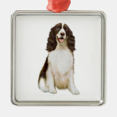 Engelse Springer Spaniel (B) - Lever en Wit Metalen Ornament (Voorkant)
