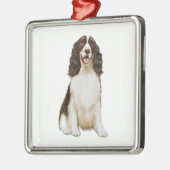 Engelse Springer Spaniel (B) - Lever en Wit Metalen Ornament (Links)