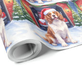 Engelse Springer Spaniel Brandweerkazerne Kerstman Cadeaupapier (Rol Hoek)