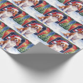 Engelse Springer Spaniel Brandweerkazerne Kerstman Cadeaupapier (Hoek)