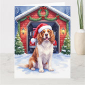 Engelse Springer Spaniel Brandweerkazerne Kerstman Kaart (Voorkant)
