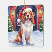 Engelse Springer Spaniel Brandweerkazerne Kerstman Keramisch Ornament (Links)