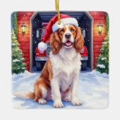 Engelse Springer Spaniel Brandweerkazerne Kerstman Keramisch Ornament (Voorkant)