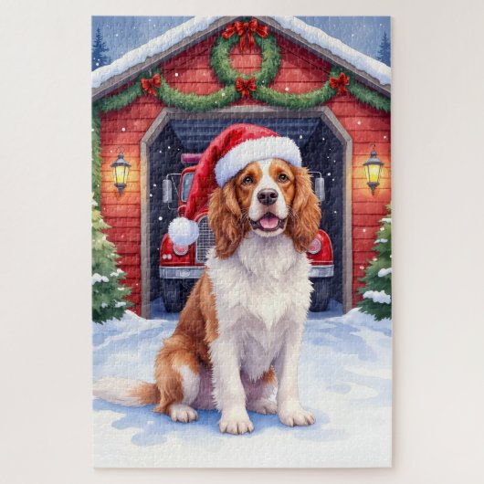 Engelse Springer Spaniel Brandweerkazerne Kerstman Legpuzzel (Verticaal)