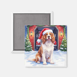 Engelse Springer Spaniel Brandweerkazerne Kerstman Magneet