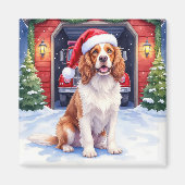 Engelse Springer Spaniel Brandweerkazerne Kerstman Magneet (Voorkant)