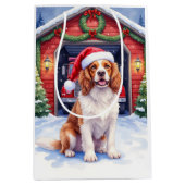 Engelse Springer Spaniel Brandweerkazerne Kerstman Medium Cadeauzakje (Voorkant)