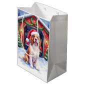 Engelse Springer Spaniel Brandweerkazerne Kerstman Medium Cadeauzakje (Achterkant Gekanteld)