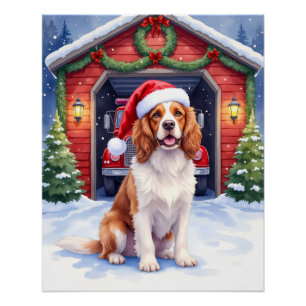 Engelse Springer Spaniel Brandweerkazerne Kerstman Perfect Poster
