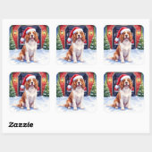 Engelse Springer Spaniel Brandweerkazerne Kerstman Vierkante Sticker (Vel)