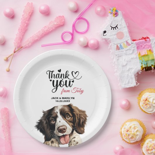 Engelse Springer Spaniel Bruiloft Dank u Papieren Bordje (Feest)