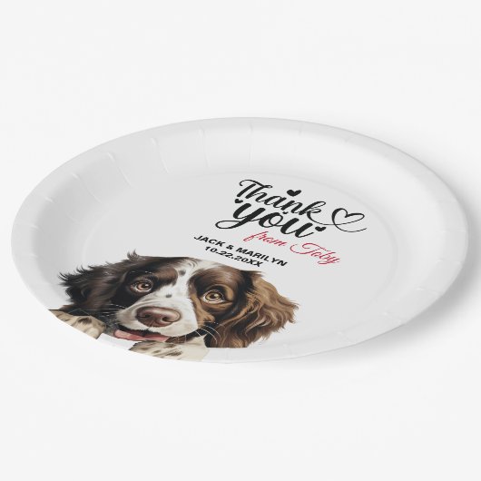 Engelse Springer Spaniel Bruiloft Dank u Papieren Bordje (Gekanteld)